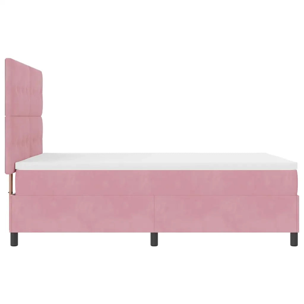 Letto a Sorgente LED con materasso Rosa 160 x 200 cm Velluto 3343327