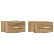 Set di 2 Comodini | Armadio da Notte | Mobiletto da notte Rovere artigianale 35 x 35 x 20 cm