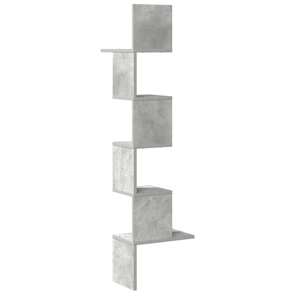 Scaffale Angolare a Muro | Mensola a parete Grigio Cemento 32x32x127,5 cm