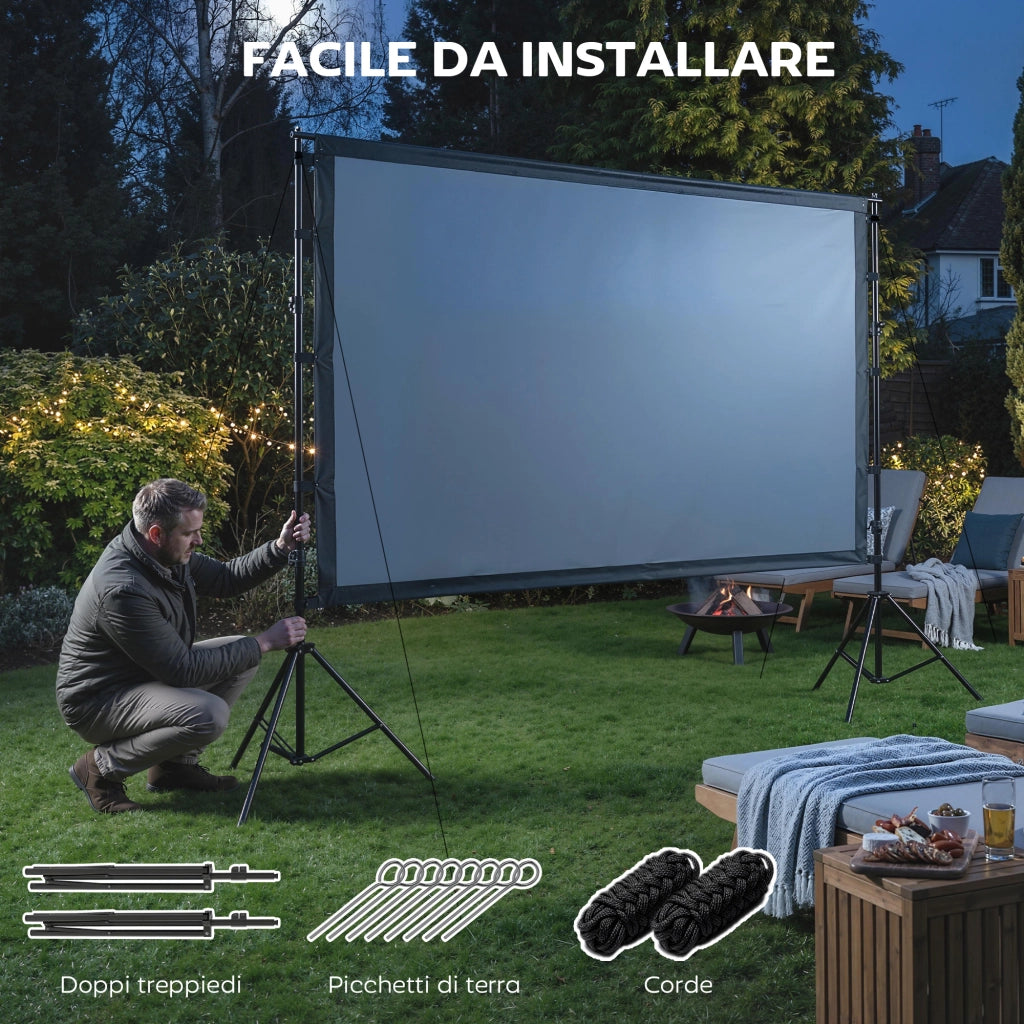 Telo per Proiettore 100 Pollici 16:9 ¨C zephmum ¨C Bianco con Treppiedi