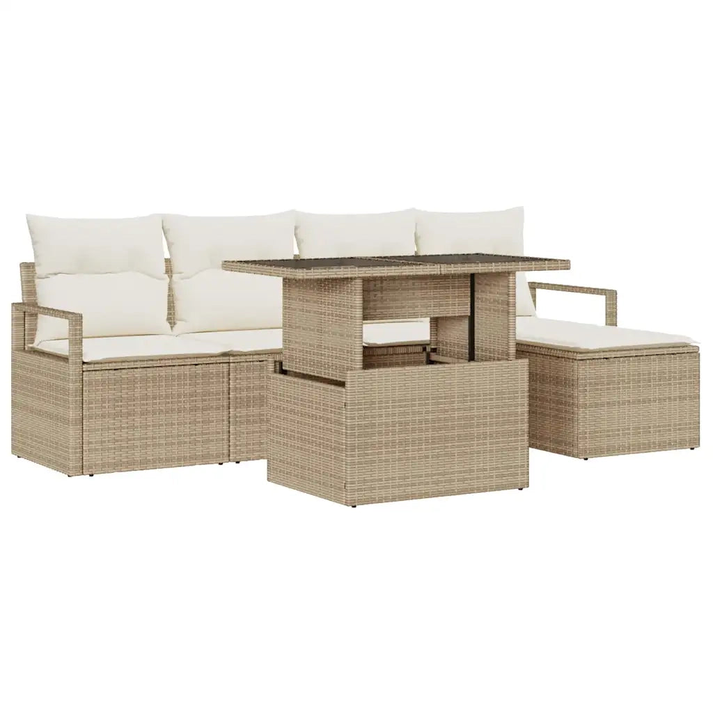 Set Divano da Giardino con cuscino 6 pcs beige e panna