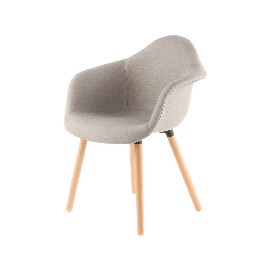 Set di 2 sedie da pranzo Winston in tessuto beige e legno