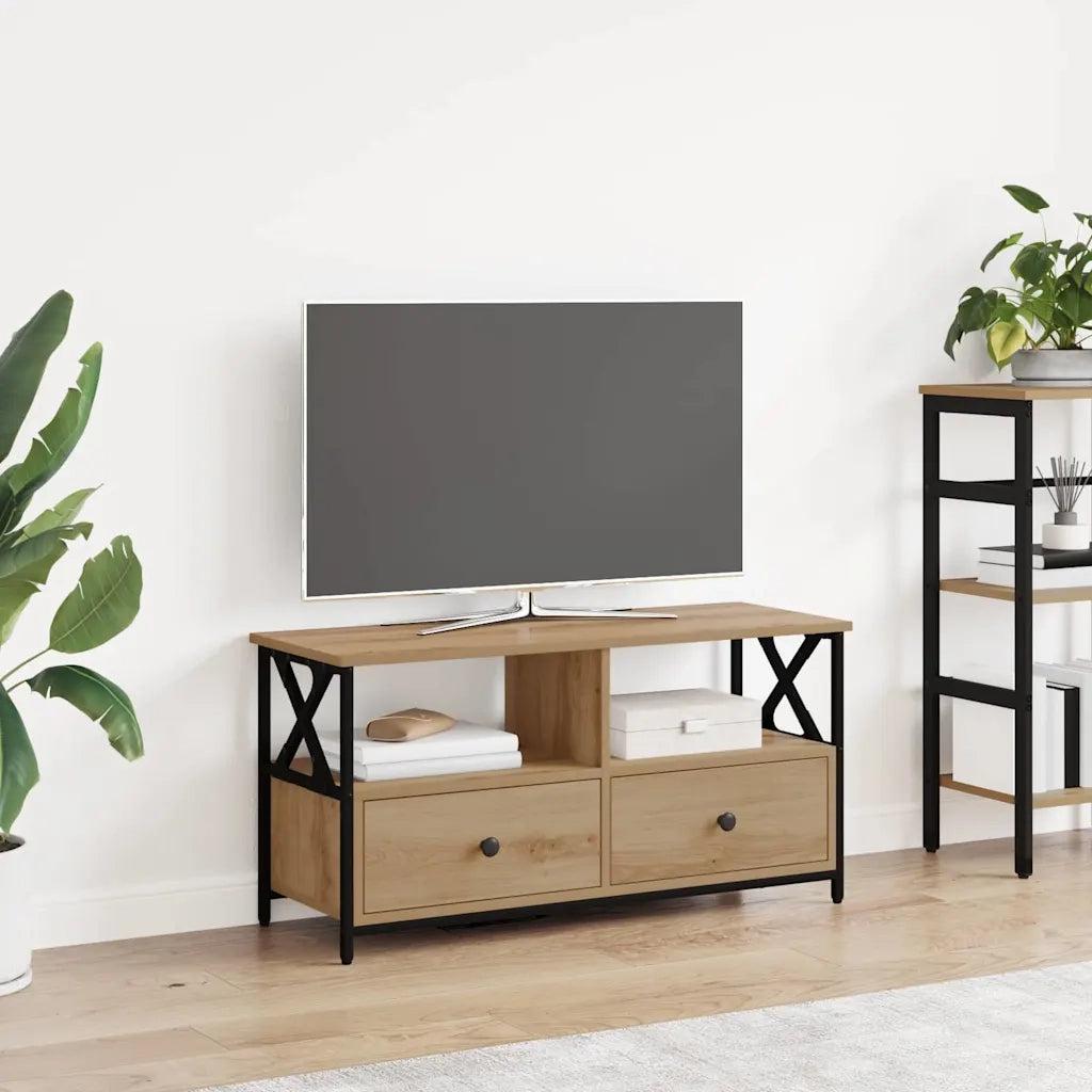 Mobile TV con cassetto-Credenza TV-Console TV Rovere artigianale 90 x 33 x 45 cm