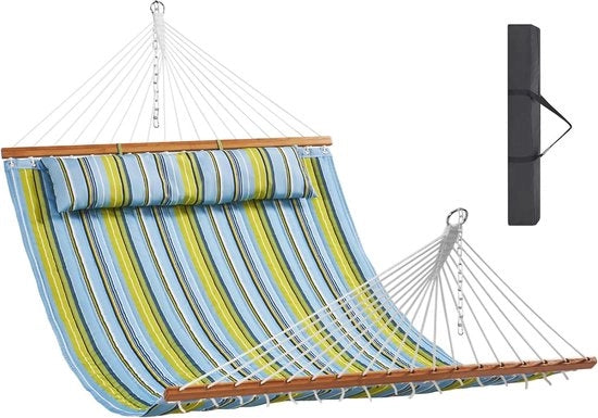 Doppia imbottita rete da letto con cuscino e catenelle - 12 ft rete da letto per 2 persone - Ideale per campeggio, patio, giardino e spiaggia