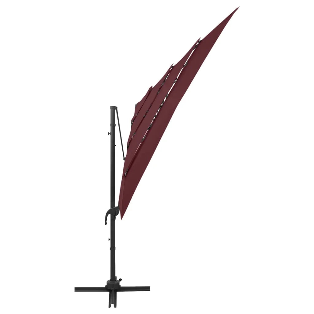 Ombrellone a quattro livelli con palo in alluminio 250 x 250 cm bordeaux 02_0008788
