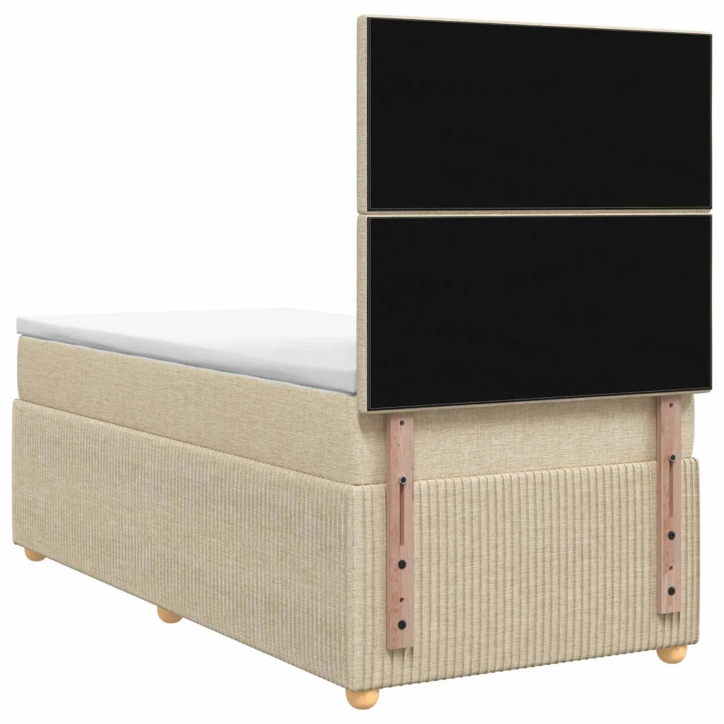 Letto Box Spring LED con Materasso Crema 100 x 200 cm Tessuto 3455802
