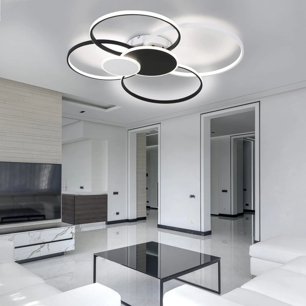 ZMH Lampada da soffitto plafoniera LED moderna design 6 anelli 72W per soggiorno camera letto
