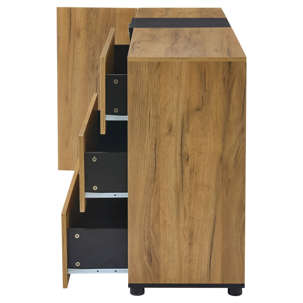 Credenza con 3 cassetti; 1 anta e LED APP - per soggiorno - 140×40×80 cm