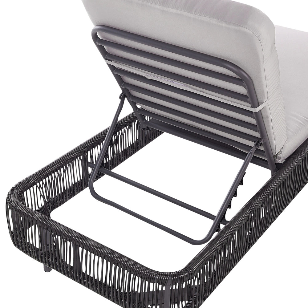 Lettino da giardino per esterni Naturale e Beige PE Rattan Alluminio Tessuto Poliestere Cuscino regolabile Schienale reclinabile