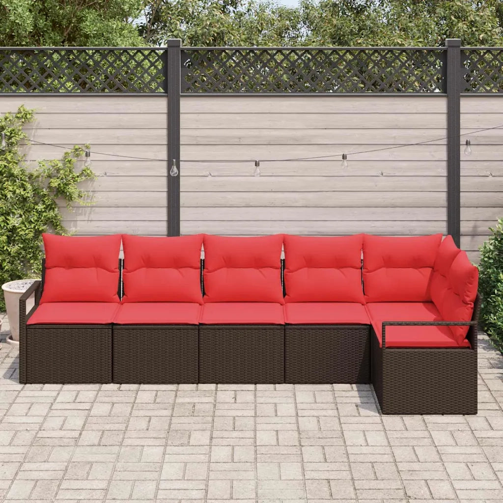 Set di divani 6 pcs Marrone polyrattan
