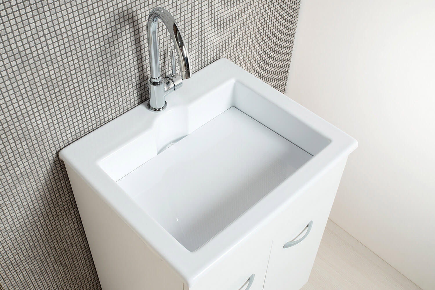 Mobile Lavatoio in Metacrillato 60x50x89 cm 2 Ante Ambrosini Perla Bianco Opaco