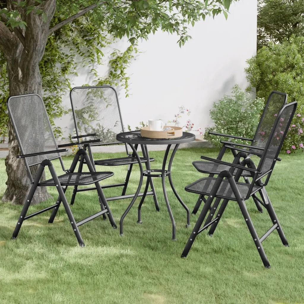 Sedie Giardino Pieghevoli 4 pz | Sedie da Esterno Rete Metallica Espansa Antracite