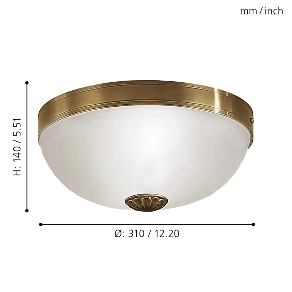 Plafoniera Classico Imperial Metallo Ottone Brunito 2 Luci E27
