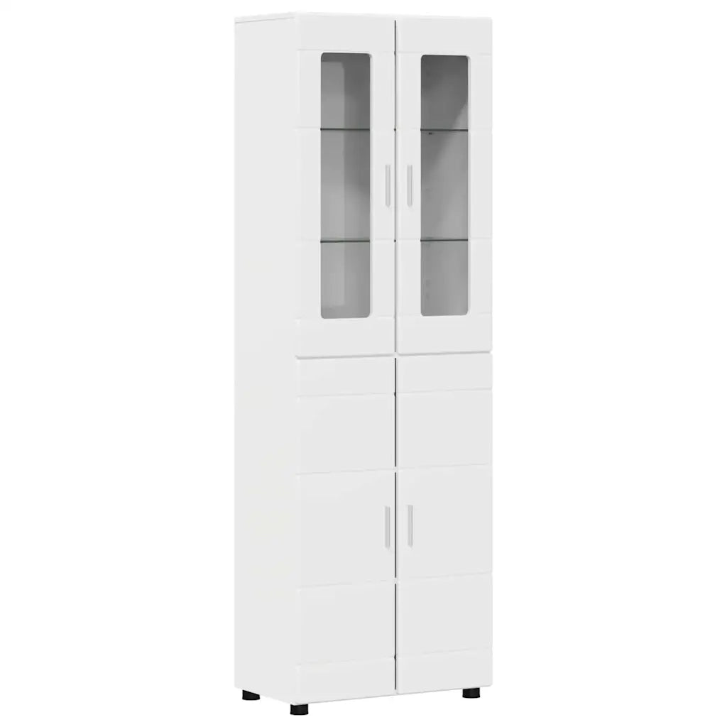 Set mobile TV con porta FLORIN Bianco Lucido Legno multistrato
