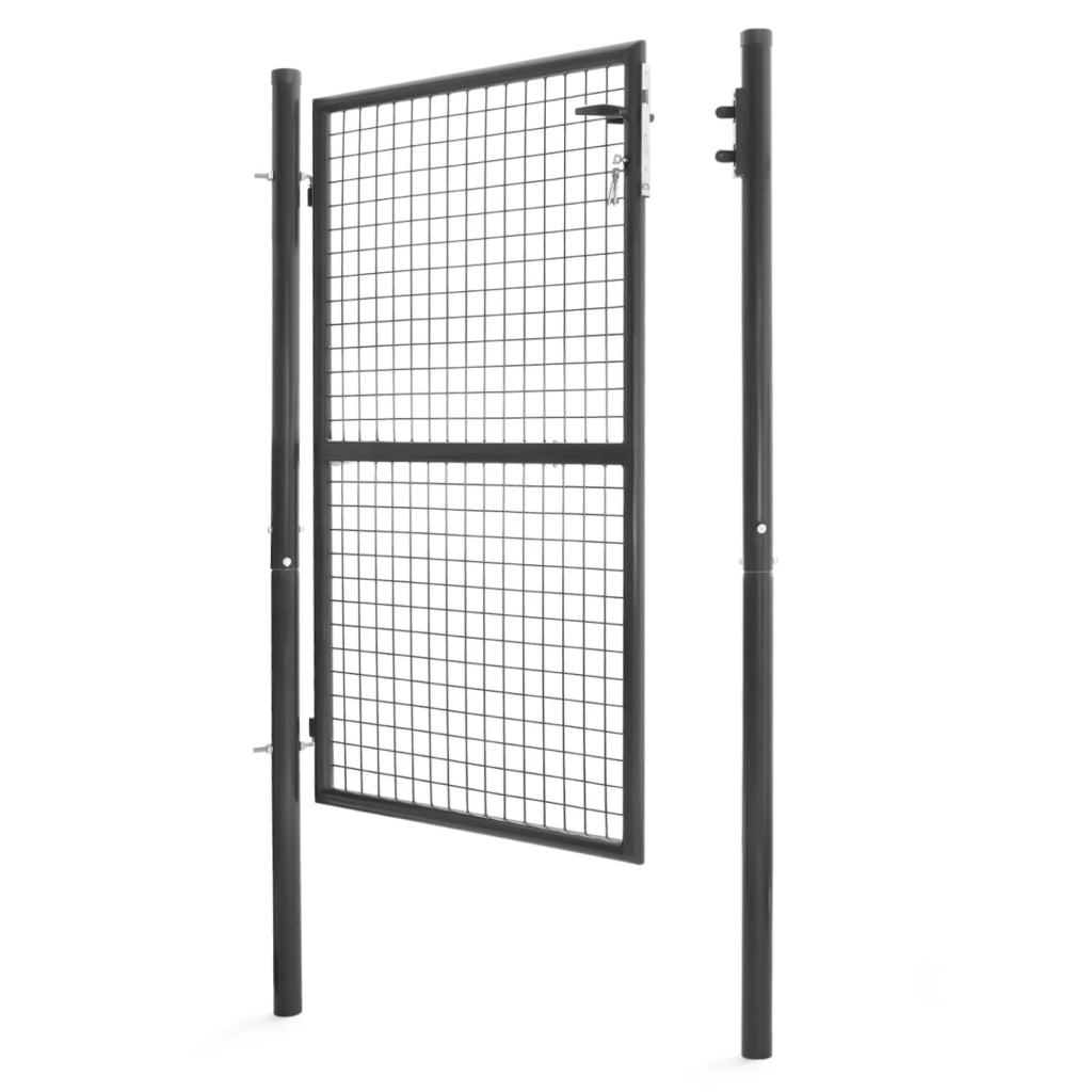 IDMarket - Cancelletto da giardino 105 x 150 cm in acciaio grigio antracite con serratura e maniglia