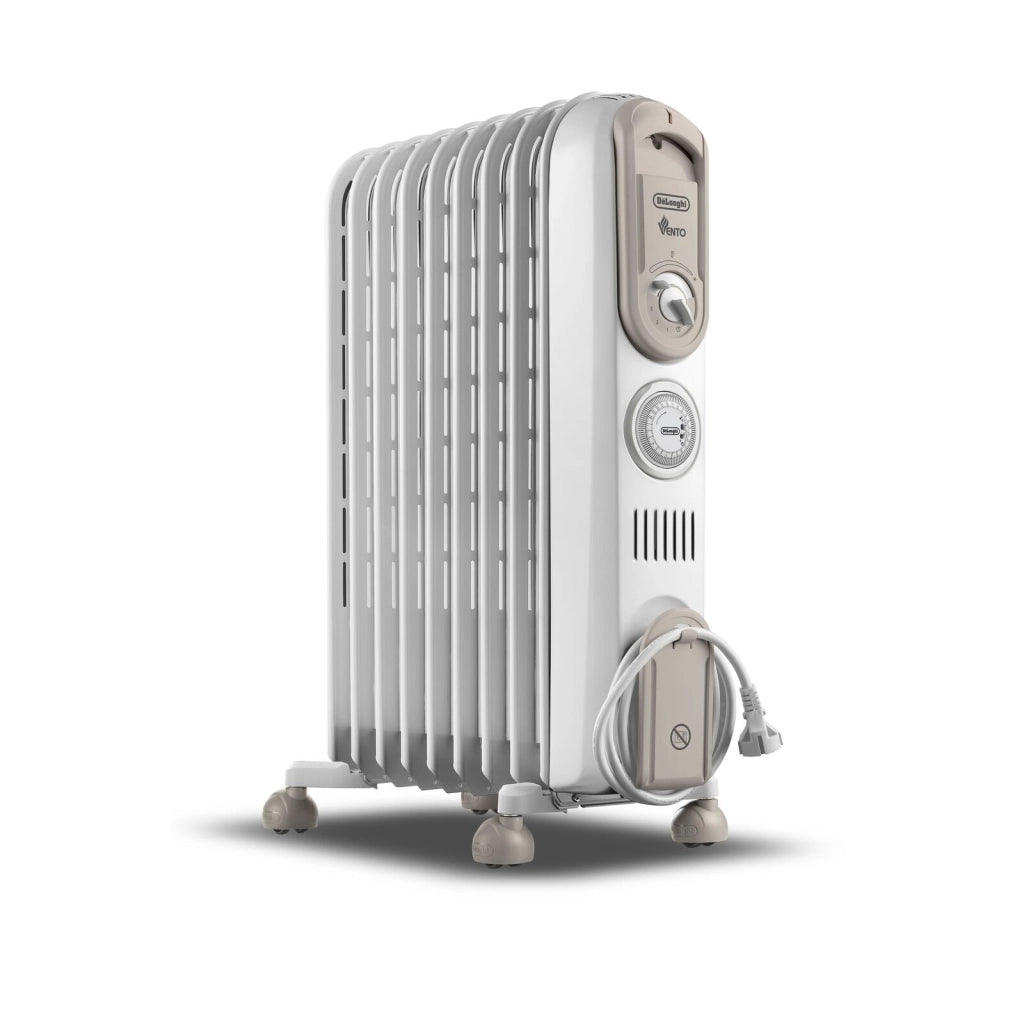 De'Longhi V550918T.WB Serie Vento Radiatore ad Olio 9 Elementi 1800W Timer Antigelo per ambienti fino a 54 m² colore Bianco