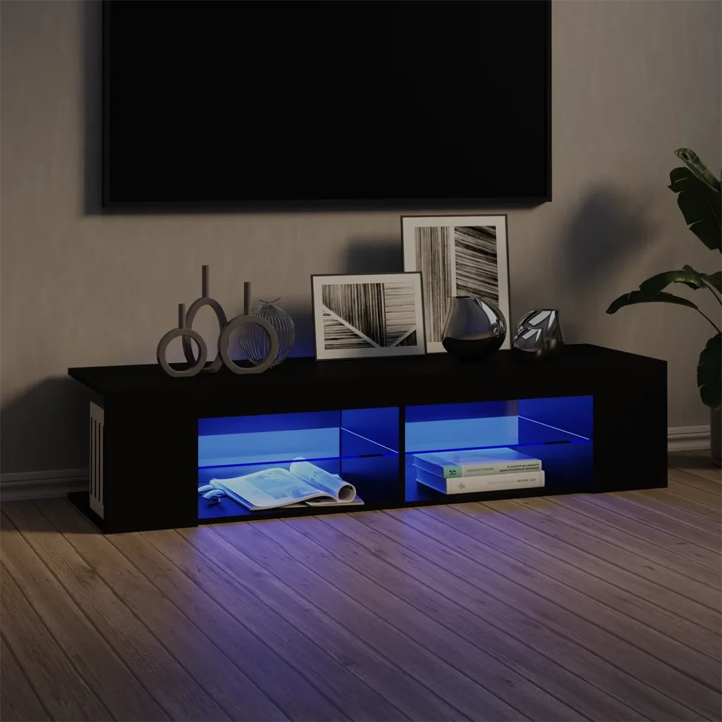 Mobile Porta TV con Luci LED-Mobile per TV-Credenza TV Nero 135x39x30 cm