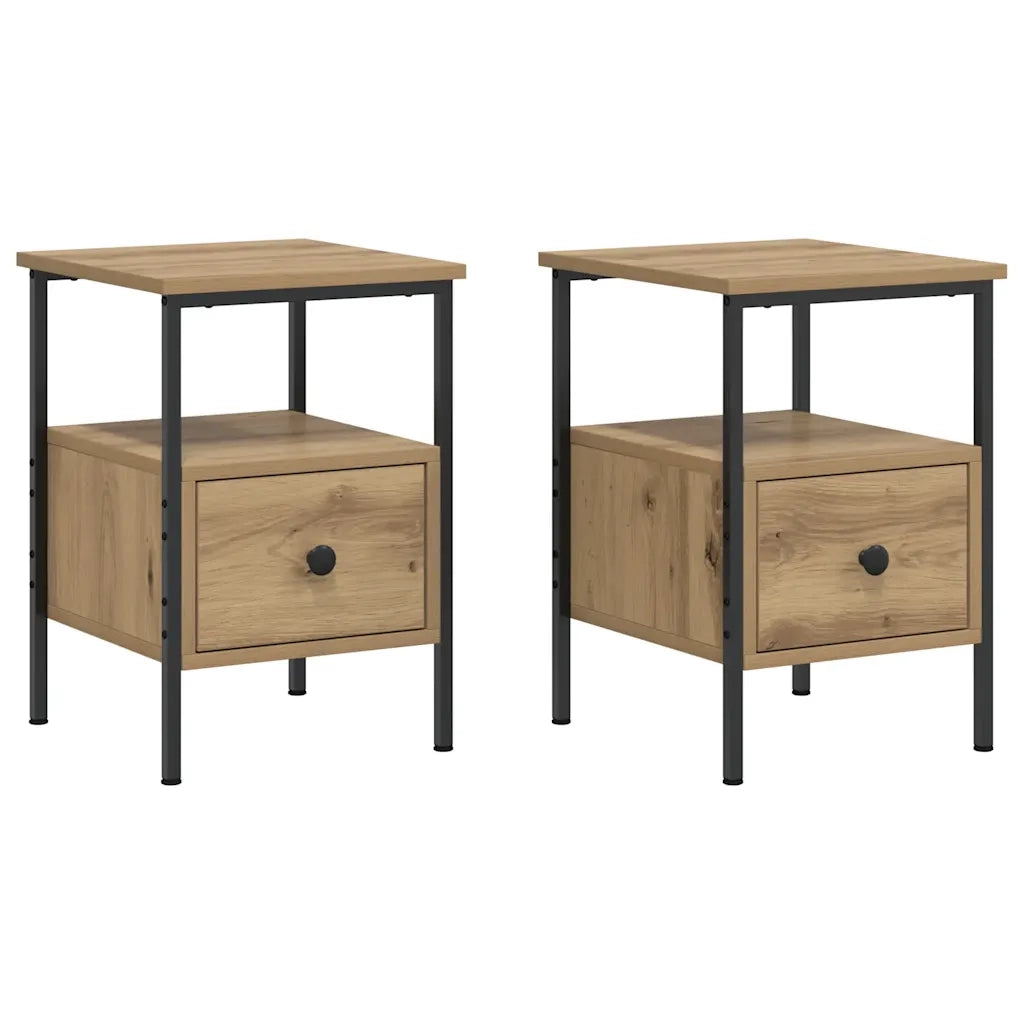 Comodini 2pz Rovere Artigianale 34x36x50cm in Legno Multistrato 857265