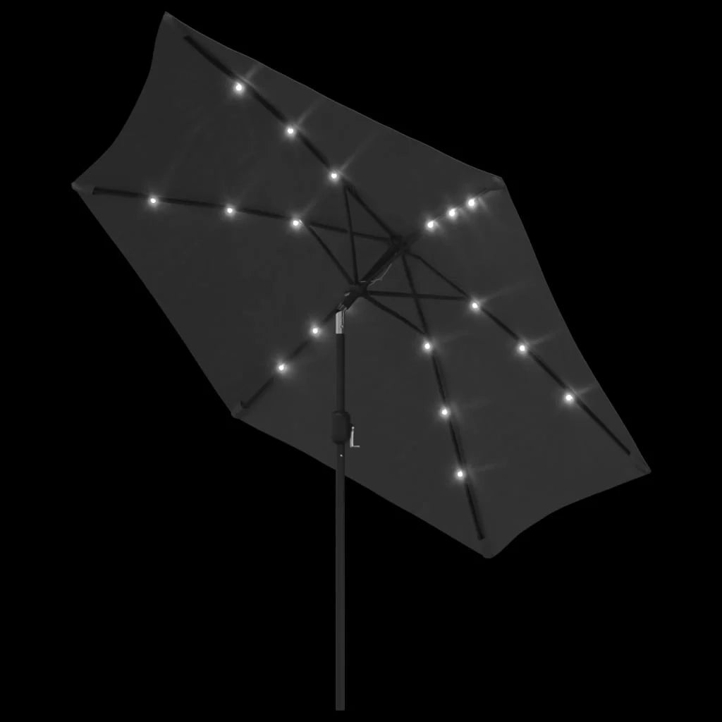 Ombrellone da esterno con LED e palo in acciaio da 300 cm antracite 02_0008173