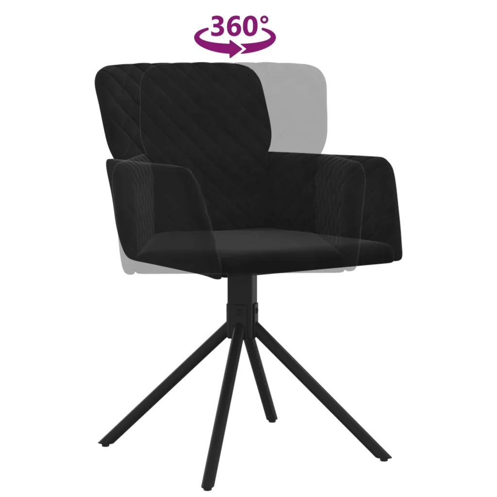 Sedie da Pranzo Girevoli 2 pz Nere in Velluto 344796