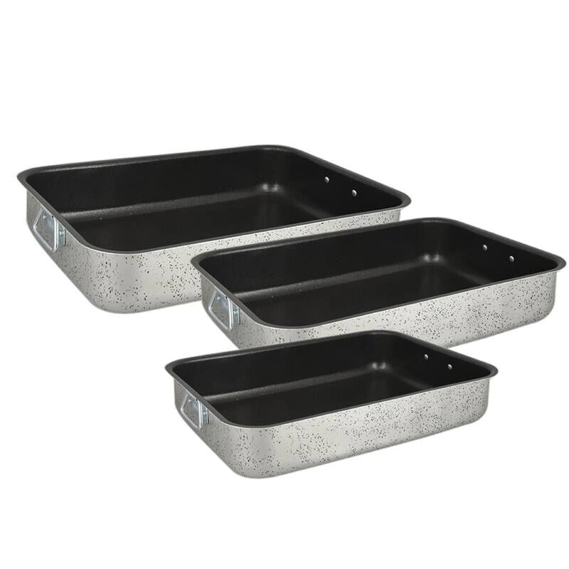 MA MAISON TRIS TEGLIE DA  FORNO ROSTIERE LINEA ALESSIA 30 - 35 - 40 CM SPESSORE 1,10 MM ANTIADERENTE E ANTIGRAFFIO IN ALLUMINIO