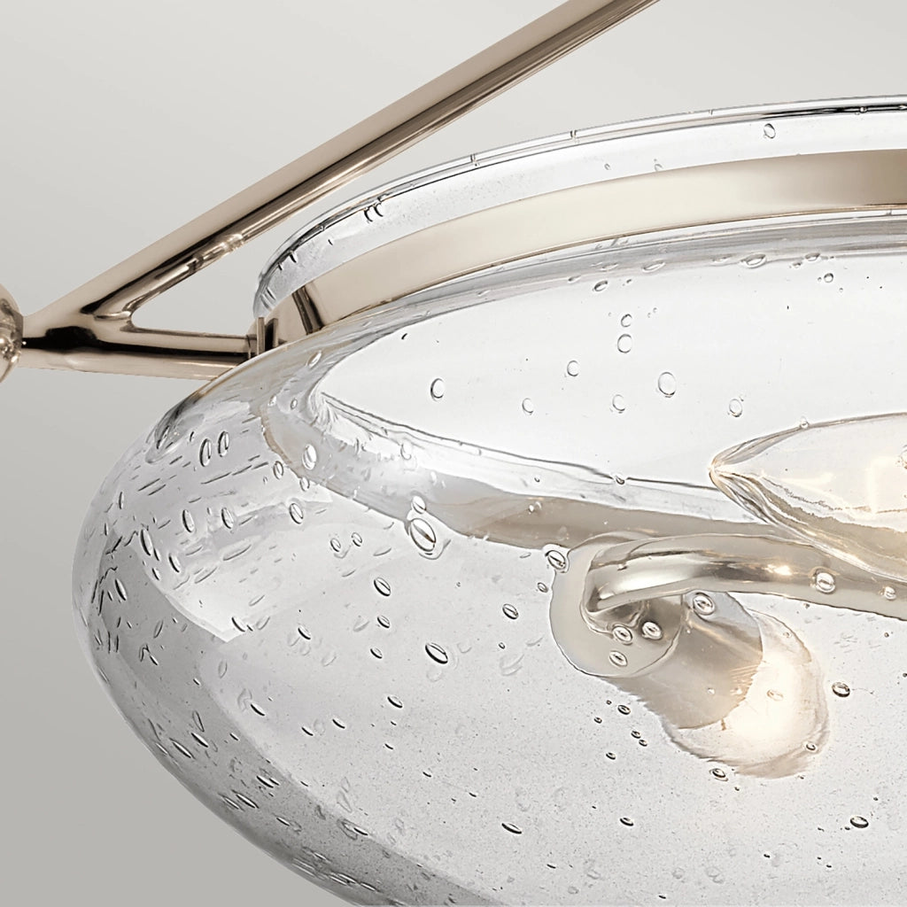 Lampada A Soffitto Contemporanea Belle Acciaio Nichel Lucido Vetro 3 Luci E14