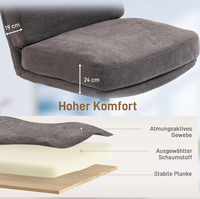 Poltrona relax girevole con pouf, grigio scuro