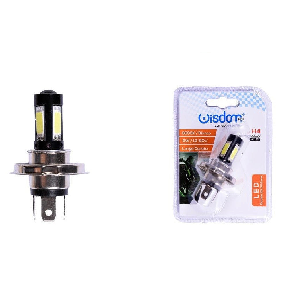 Trade Shop - Lampadina Led H4 Nero Per Motociclo Luce Bianco 6500k 5watt Lunga Durata Xc-1292 -