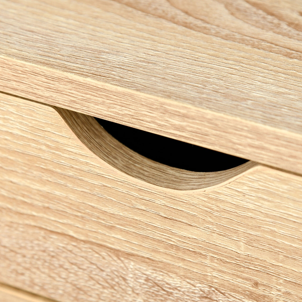 Scrivania con cassetto e ripiano ¨C Xylo ¨C legno chiaro rovere e metallo bianco