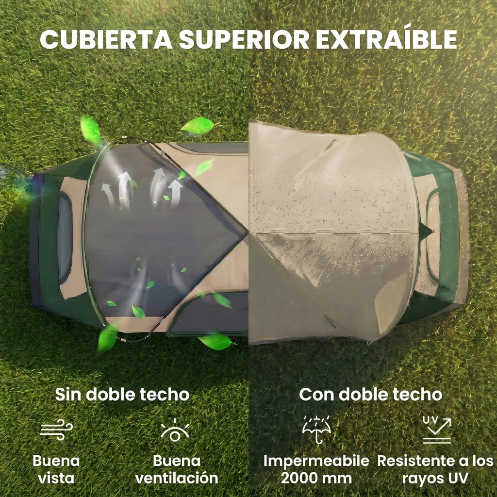 Tenda da Campeggio Pieghevole ¨C Xylo ¨C 2 Camere con Borsa Trasporto Impermeabile 450x215x180 cm Verde Oliva