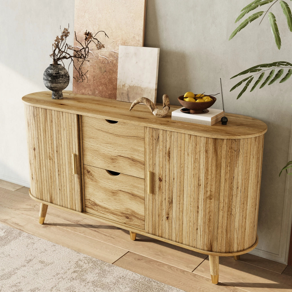 Credenza con 2 cassetti e ripiani regolabili - per soggiorno - in MDF - 140x40x79.5 cm