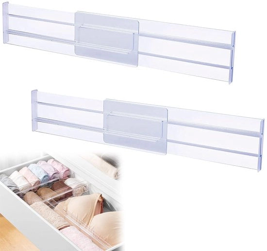 Organizzatori di carico regolabili, separatori di carico, divisori di mobile, cassetti estensibili, adatti per armadi in cucina, camera da letto, bagno, comò e scrivanie, 2 pezzi
