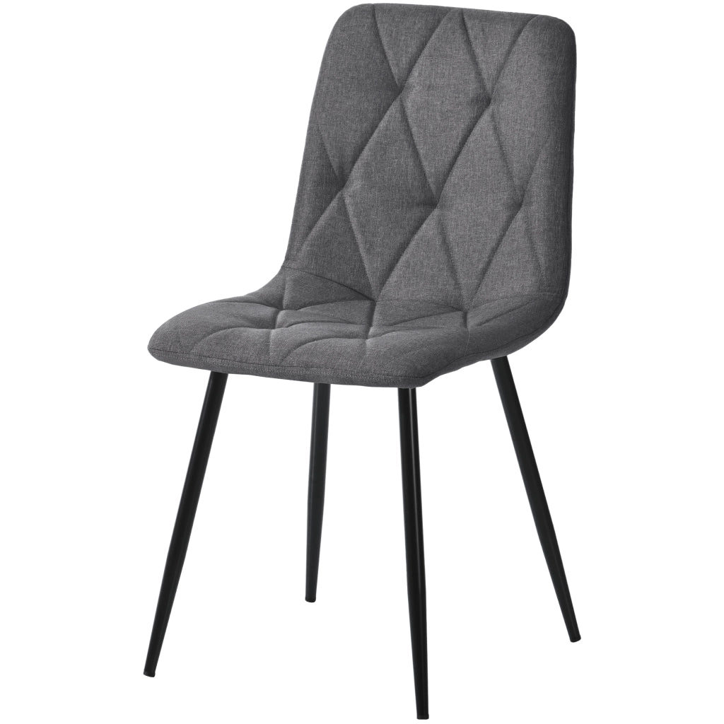 Sedie da pranzo imbottite, 4 pezzi in lino grigio con schienale e gambe in metallo, design elegante