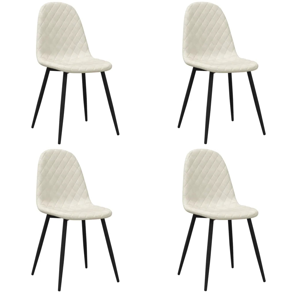 Sedie da Pranzo 4 pz Bianco Crema in Velluto 325666