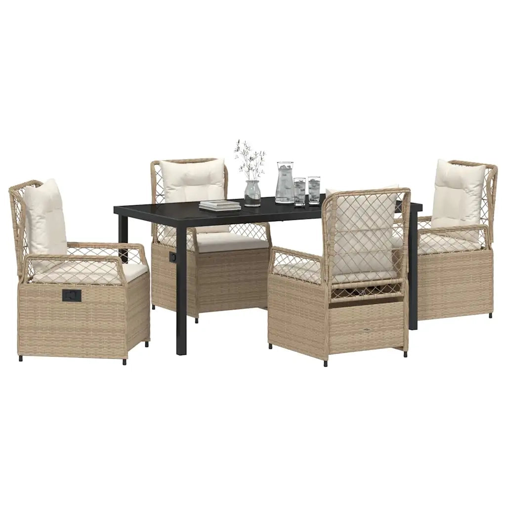 Set da Pranzo per Giardino 5 pcs Beige e Bianco Crema 3381012