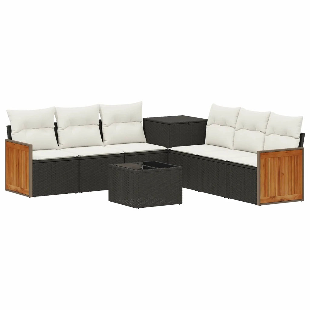 Set di divani 8 pz Nero e Bianco Crema 3448627
