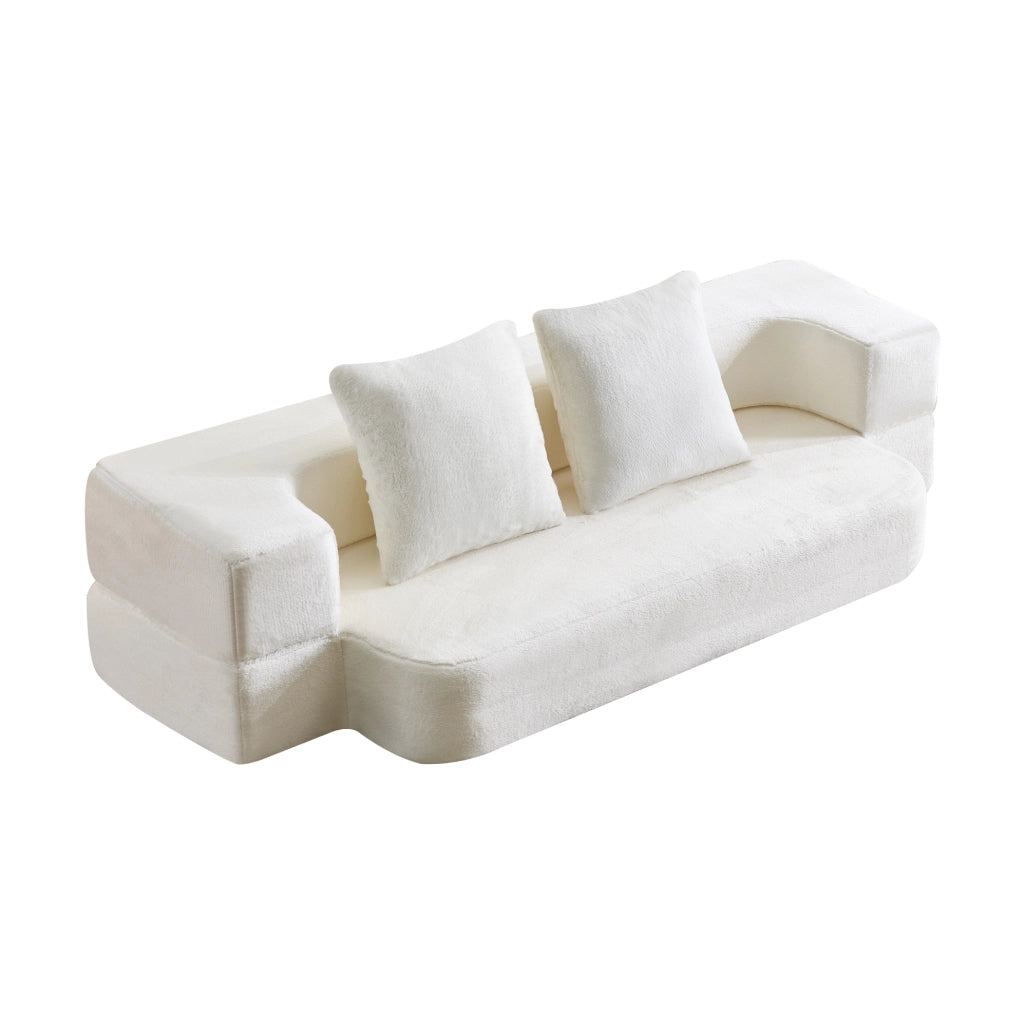 Divano pieghevole 2 posti trasformabile bianco crema