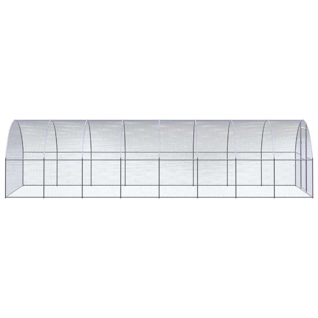 Pollaio/recinto/gabbia per polli da esterno 3 x 8 x 2 m acciaio zincato argento 02_0044017