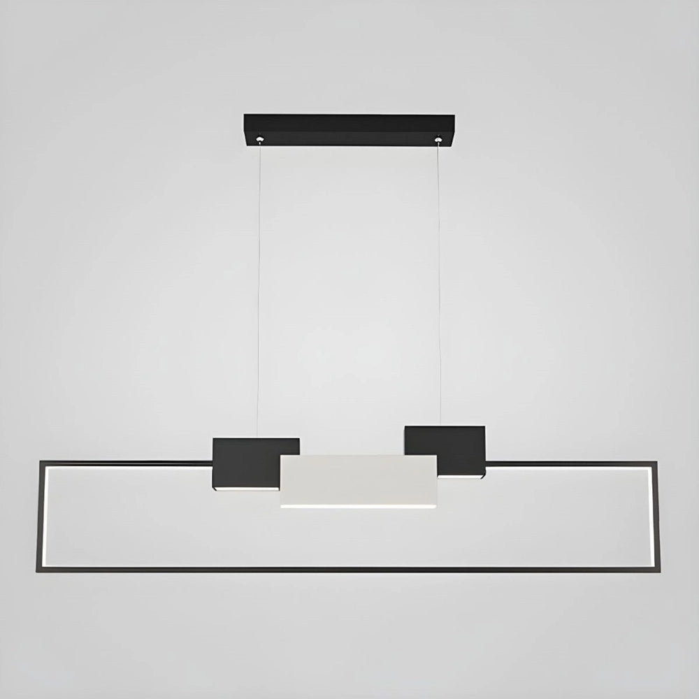 Trade Shop - Lampadario A Sospensione Led 36w Rettangolare Con Telecomando Design Moderno Nero 71585 -