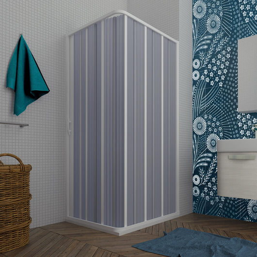 Box Doccia Angolare 1 Anta a Soffietto in PVC Apertura Laterale H185 cm Dorini Bianco 80x80 cm