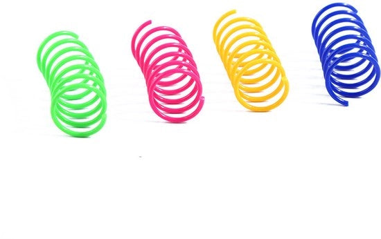 Giocattolo per gatti con piume (40 pezzi), spirali divertenti per gatti, plastica BPA libera, adatta per accarezzare, mordere, cacciare e giocare attivamente, spirali colorate da 6 cm.
