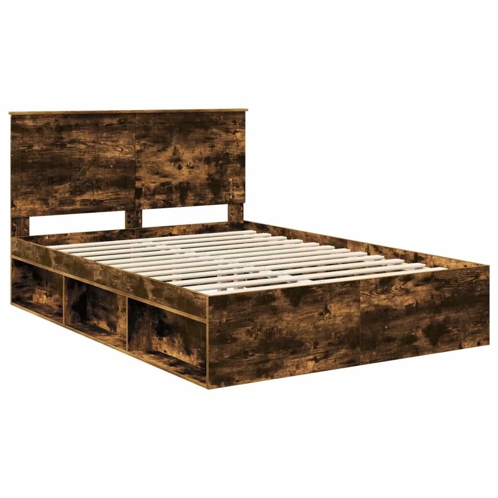 Struttura del letto Rovere fumé 140 x 200 cm Pino massello 3411005