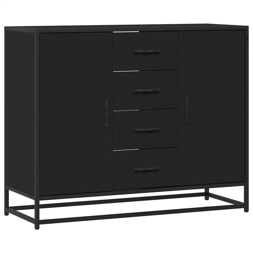 Credenza | Madia | Buffet da pranzo | Armadio da pranzo Nera 92x35x76 cm in Legno Multistrato