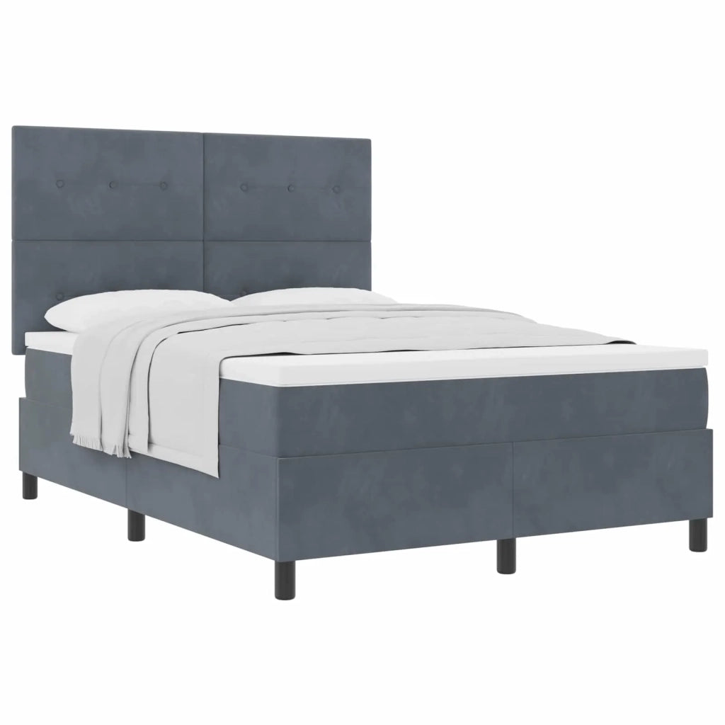 Letto a molle con materasso Grigio scuro 140 x 200 cm Velluto 3339837