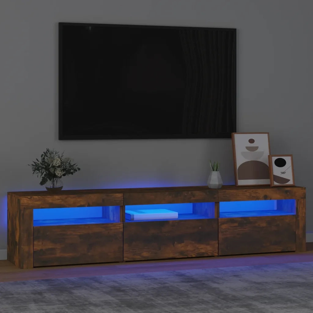 Mobile Porta TV con Luci LED-Mobile per TV-Credenza TV Rovere Fumo 180x35x40 cm