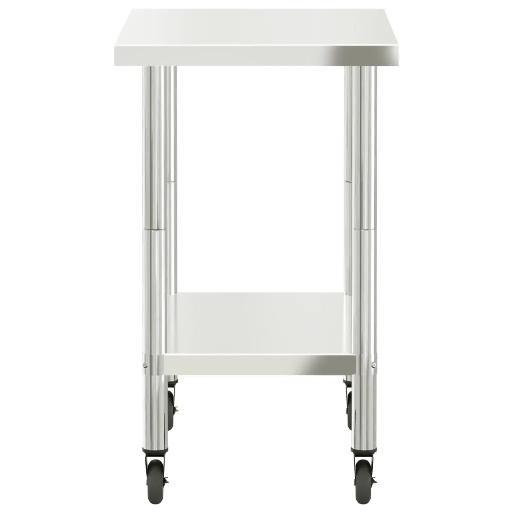 Tavolo da Lavoro Cucina con Ruote 82,5x55x85 cm in Acciaio Inox CFW8527361