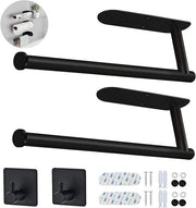 Sostegno per carta da cucina in alluminio inox, con ganci per asciugamani, facile da installare per cucina e bagno