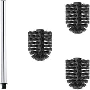 Set di spazzole per il water di acciaio inossidabile WAVEWO 304 | 1 x impugnatura in acciaio inossidabile lucido (27 cm) | 3 x testine intercambiabili Ø 7 cm | Ambientalmente compatibile | Per moderne bagni (nero, 7,0 cm)