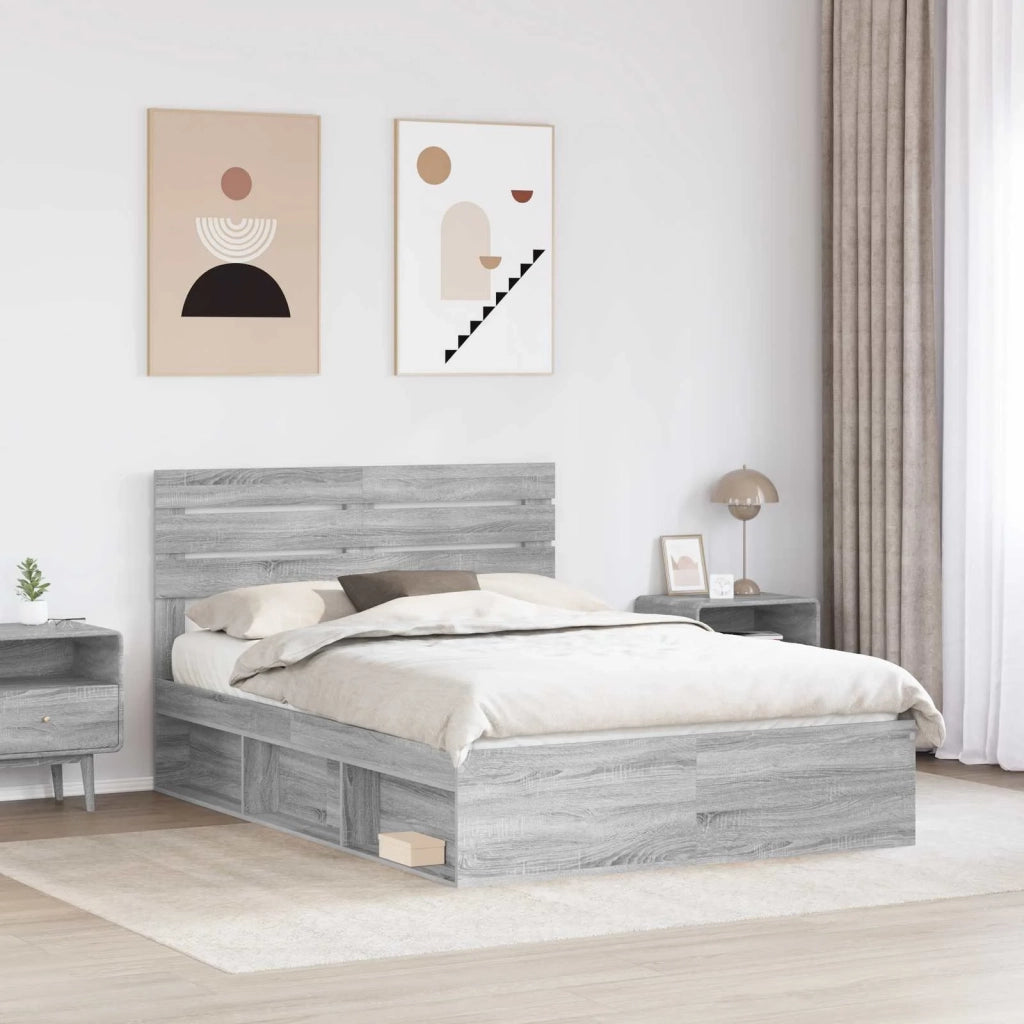 Struttura del letto Grigio Sonoma 160 x 200 cm Pino massello 3411396
