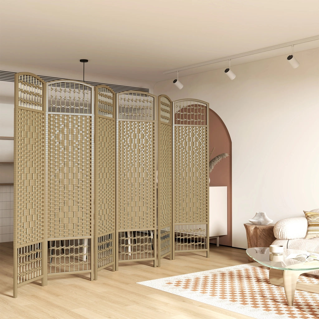 Biombo Pieghevole ¨C Zephmum ¨C 6 Pannelli 160x170cm Naturale